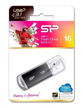 SILICON POWER USB Flash Drive Blaze B02 , 16GB, USB 3.1, Black