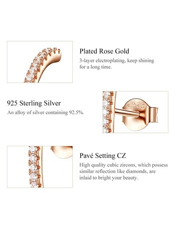 BAMOER σκουλαρίκια καρφωτά SCE548 hug λοβού, ασήμι 925, ροζ χρυσό