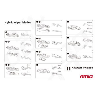AMIO υαλοκαθαριστήρας Hybrid 02201, 14" (350mm), 11 αντάπτορες