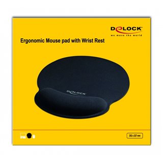 DELOCK Mousepad 12559 με στήριγμα καρπού, 252 x 227mm, μαύρο
