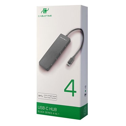 CABLETIME USB-C hub C160, 4x USB, 5Gbps, 0.15m, μαύρο