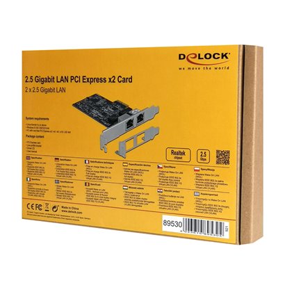 DELOCK κάρτα επέκτασης PCI x2 σε 2x RJ45 Gigabit LAN 89530, 2.5 Gbps