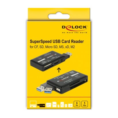 DELOCK USB card reader 91758 για CF/SD/Micro SD/MS/M2/xD, μαύρο