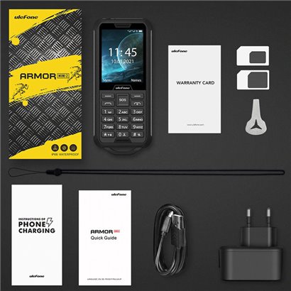 ULEFONE κινητό τηλέφωνο Armor Mini 2, IP68, 2.4", Dual SIM, μαύρο