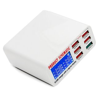 USB φορτιστής 6 θέσεων με LCD monitor BST-U3, 5V 8A, 40W