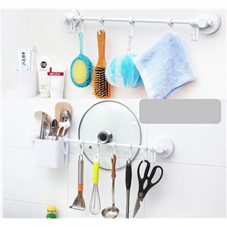 ECOCO κρεμάστρα τοίχου για κουζίνα-μπάνιο E1504, 8 x 5 x 53.5cm, λευκή