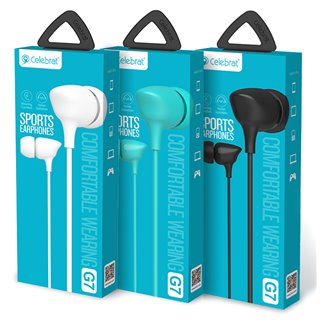 CELEBRAT earphones με μικρόφωνο G7, 3.5mm, 1.2m, μαύρα