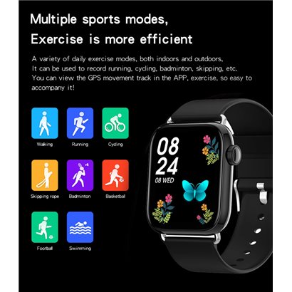 ΙΝΤΙΜΕ smartwatch P16, 1.69" έγχρωμο, IP67, HR & Blood pressure, μαύρο