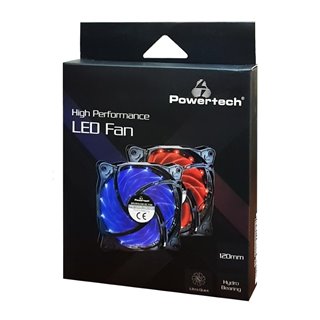 POWERTECH LED ανεμιστήρας PT-907, 120mm, 3pin/molex & 4 βίδες, μπλε