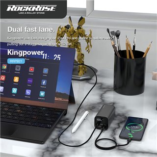 ROCKROSE power bank RRPB21, 20000mAh, 2x USB & USB Type-C, 52.5W, γκρι