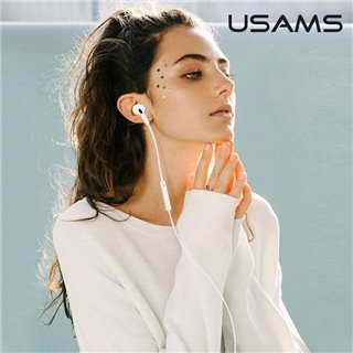 USAMS earphones με μικρόφωνο EP-41, Lightning, 10mm, 1.2m, λευκά