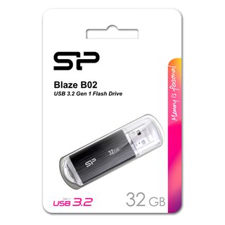 SILICON POWER USB Flash Drive Blaze B02, 32GB, USB 3.2 Gen 1, Black