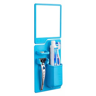 Σετ καθρέπτης και θήκη οδοντόβουρτσας από σιλικόνη TMV-0002, μπλε