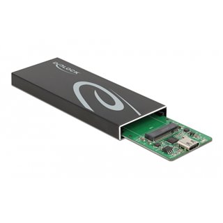 DELOCK θήκη για Μ.2 key B SSD 42003, Type-C, USB 3.2, 10Gbps, μαύρη