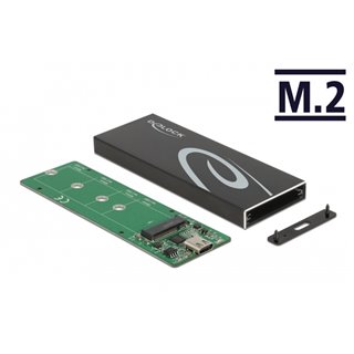 DELOCK θήκη για Μ.2 key B SSD 42003, Type-C, USB 3.2, 10Gbps, μαύρη