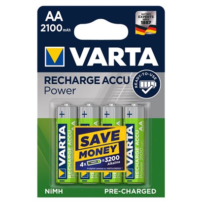 VARTA Power επαναφορτιζόμενη μπαταρία 43462, 2100mAh AA HR6 Mignon, 4τμχ