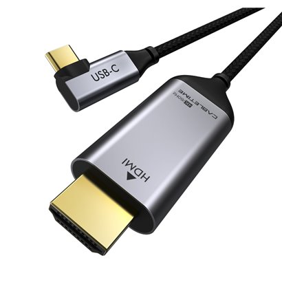 CABLETIME καλώδιο USB-C 90 Degree σε HDMI C160, Coaxial, 4K, 1.8m, μαύρο