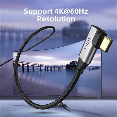 CABLETIME καλώδιο USB-C 90 Degree σε HDMI C160, Coaxial, 4K, 1.8m, μαύρο