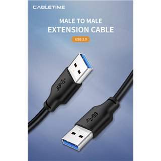 CABLETIME καλώδιο USB 3.0 C160, 5Gbps, 1m, μαύρο
