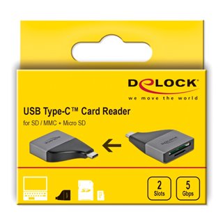 DELOCK αντάπτορας USB 3.2 Gen 1 Type-C σε SD/Micro SD 64117, 5Gbps
