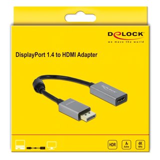 DELOCK αντάπτορας DisplayPort 1.4 σε HDMI 66436, 4K, 20cm, μαύρος-γκρι