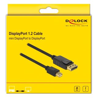 DELOCK καλώδιο Mini DisplayPort 1.2 σε DisplayPort 82438, 4K, 2m, μαύρο