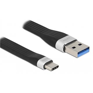 DELOCK καλώδιο USB 3.1 Gen 2 σε Type-C 85771, 5Gbps, 3Α, FPC, flat, 14cm