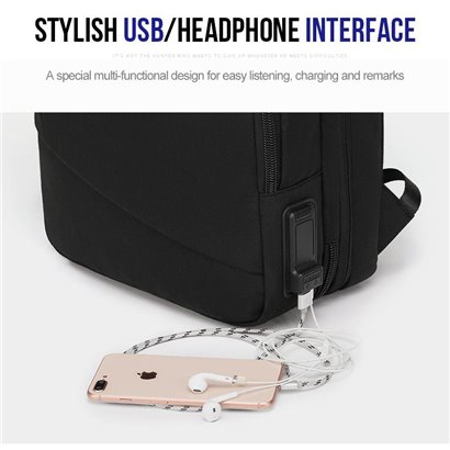 ARCTIC HUNTER τσάντα πλάτης B00345-BK με θήκη laptop 15.6", USB, μαύρη