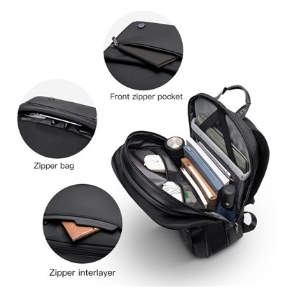 ARCTIC HUNTER τσάντα πλάτης B00410με θήκη laptop 14", πτυσσόμενη, μαύρη
