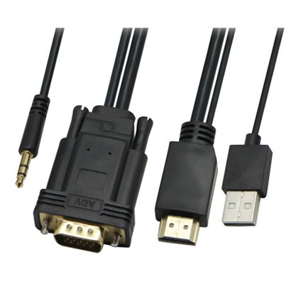 POWERTECH Καλώδιο HDMI(M) & USB(M) σε VGA(M) & 3.5mm(M), 1080p, 5m