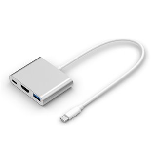 POWERTECH αντάπτορας USB 3.0 Type-C σε USB 3.0, Type C & HDMI, ασημί