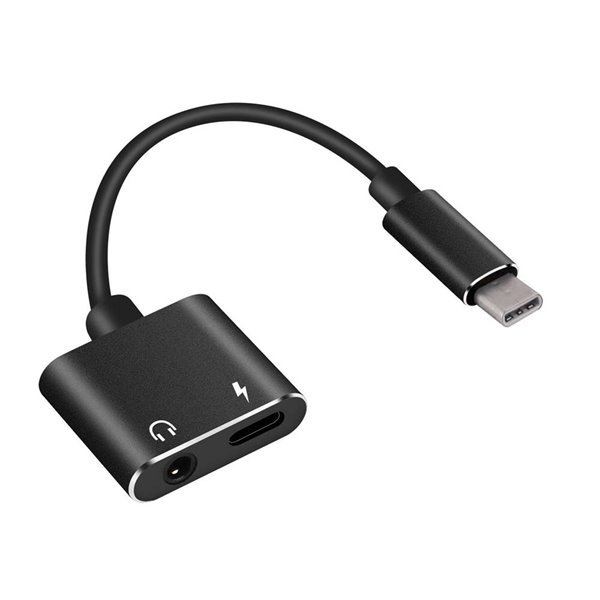POWERTECH αντάπτορας USB Type-C σε 3.5mm & θηλυκό USB Type-C, μαύρο