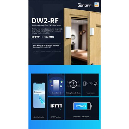 SONOFF alarm sensor πόρτας & παραθύρου DW2-RF, RF 433MHz