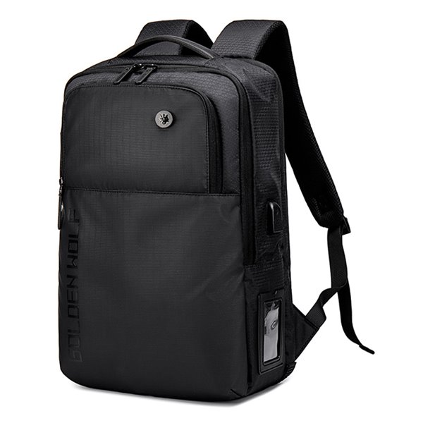 GOLDEN WOLF τσάντα πλάτης GB00399, με θήκη laptop 15.6", 20L, μαύρη