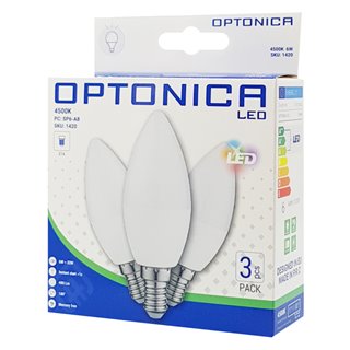 OPTONICA LED λάμπα Candle C37 1419, 6W, 6000K, E14, 480lm, 3τμχ