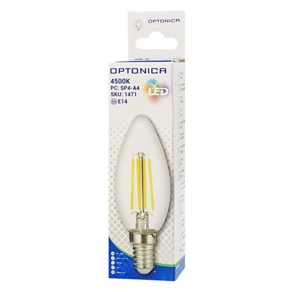 OPTONICA LED λάμπα Candle C35 Filament 1471, 4W, 4500K, E14, 400lm