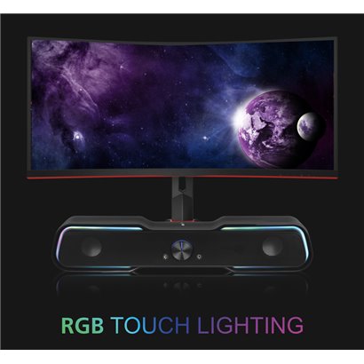 POWERTECH Gaming soundbar PT-974, 2x 5W RMS, 3.5mm, RGB, μαύρο