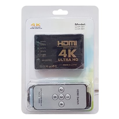 POWERTECH HDMI Amplifier Switch 5 in 1 PTH-052, 4K, 3D, Remote Control