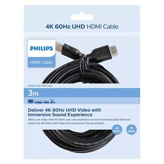 PHILIPS καλώδιο HDMI 2.0 SWV5531, 4K 3D, CCS, μαύρο, 3m