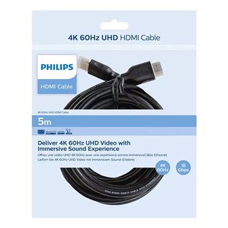PHILIPS καλώδιο HDMI 2.0 SWV5551, 4K 3D, CCS, μαύρο, 5m