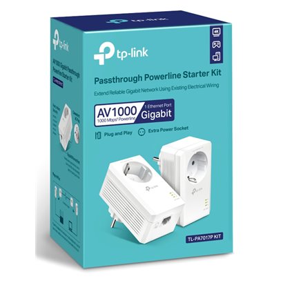 TP-LINK Powerline kit TL-PA7017P, Passthrough, AV1000 Gigabit, Ver. 4.0