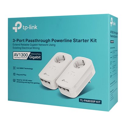 TP-LINK powerline TL-PA8030P kit passthrough, AV1300 3x Gigabit, Ver 3.0