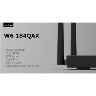 AIRLIVE mesh router W6184QAX, WiFi 6 dual band, AX1800, 4x Gigabit ports