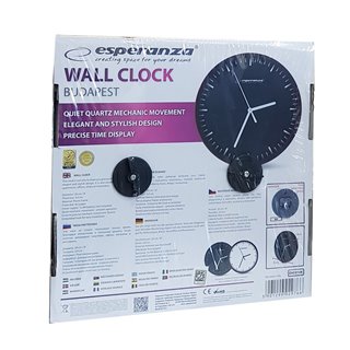ESPERANZA ρολόι τοίχου Budapest EHC010K, 20cm, μαύρο-όψη ξύλου