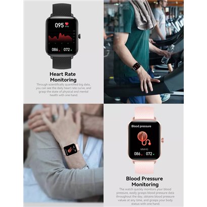 HIFUTURE smartwatch FutureFit Zone, 1.69", IP68, heart rate, ροζ
