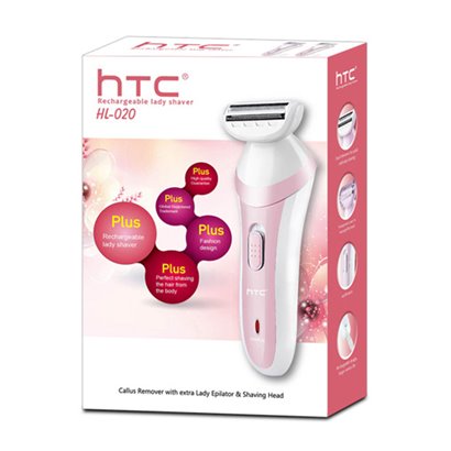 HTC αποτριχωτική μηχανή HL-020, 3 σε 1, επαναφορτιζόμενη, ροζ