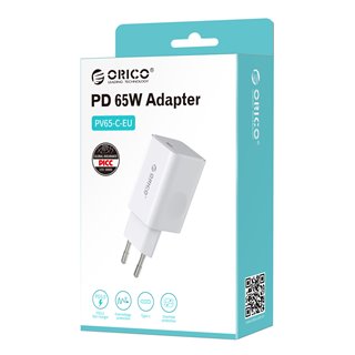 ORICO φορτιστής τοίχου PV65-C, USB Τype-C, PD QC 3.0, 65W, λευκός