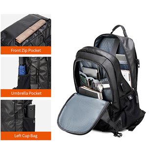 ARCTIC HUNTER τσάντα πλάτης B00387 με θήκη laptop 15.6", μαύρη