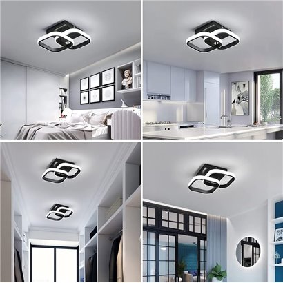 POWERTECH LED φωτιστικό οροφής HLL-0079, 20W, 1700lm, 23.5x23.5cm, μαύρο