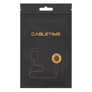 CABLETIME καλώδιο USB 2.0 σε USB Type-C C160, 5V 3A, 0.25m, μαύρο